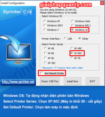 Thiết lập thông số cài đặt máy in hóa đơn Xprinter k80
