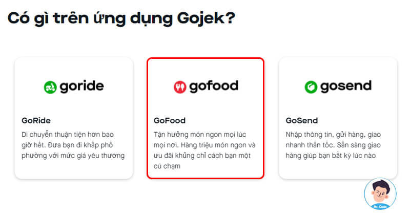 Các dịch vụ của GoJek